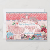 Tutus und Tee-Party Girls verkleiden Einladung (Vorderseite)
