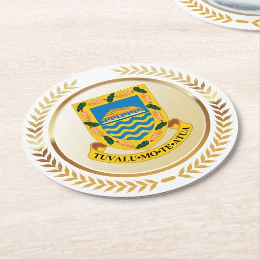 Tuvalu-Wappen Runder Pappuntersetzer (Angewinkelt)