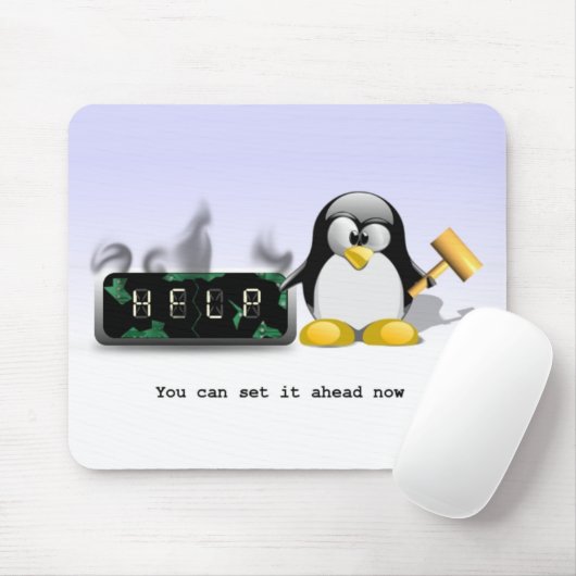 Tux anti daylight saving time Mousepad (Mit Mouse)