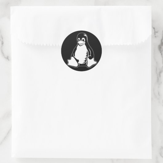 Tux Black Runder Aufkleber (Tasche)