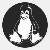 Tux Black Runder Aufkleber (Vorderseite)