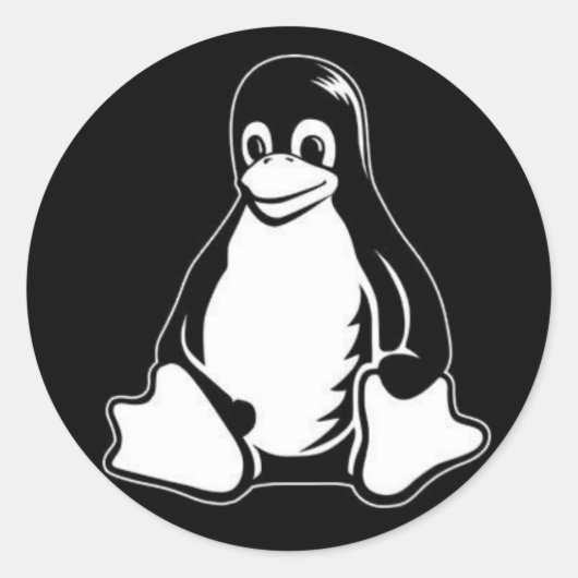 Tux Black Runder Aufkleber (Vorderseite)