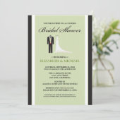 Tux & Gown Couple's Bridal Dusche Einladung (Stehend Vorderseite)