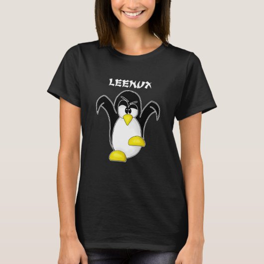 Tux Linux Leenux Penguin Nerd Computer Freak Hacke T-Shirt (Vorderseite)