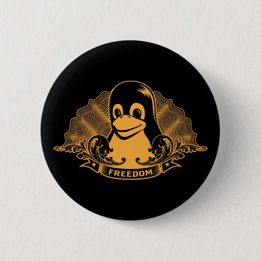 Tux Penguin - (Linux, Open Source, Copyleft, FSF) Button (Vorderseite)