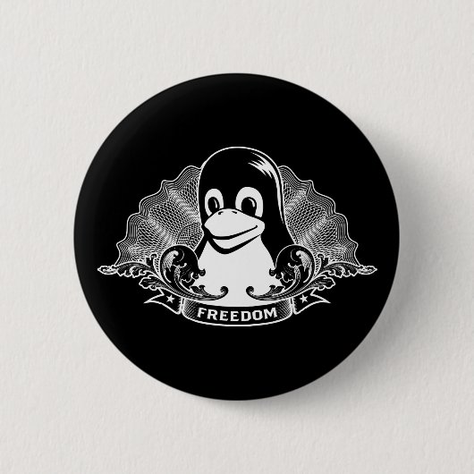 Tux Penguin - (Linux, Open Source, Copyleft, FSF) Button (Vorderseite)