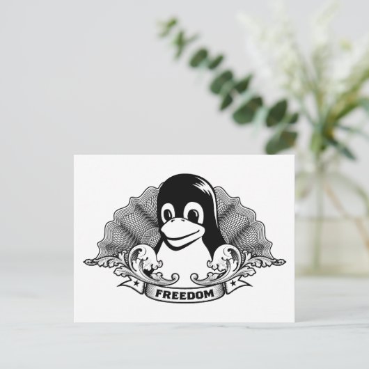 Tux Penguin - (Linux, Open Source, Copyleft, FSF) Postkarte (Stehend Vorderseite)