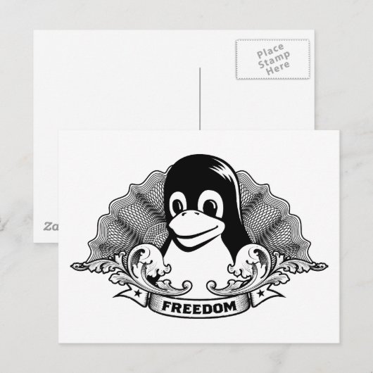 Tux Penguin - (Linux, Open Source, Copyleft, FSF) Postkarte (Vorne/Hinten)
