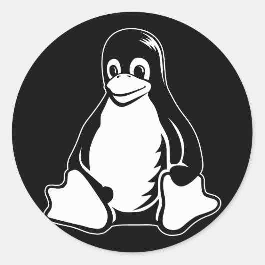 Tux Penguin - (Linux, Open Source, Copyleft, FSF) Runder Aufkleber (Vorderseite)