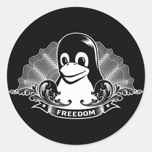 Tux Penguin - (Linux, Open Source, Copyleft, FSF) Runder Aufkleber (Vorderseite)