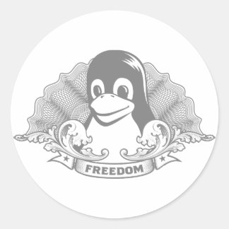 Tux Penguin - (Linux, Open Source, Copyleft, FSF) Runder Aufkleber