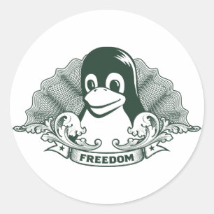 Tux Penguin - (Linux, Open Source, Copyleft, FSF) Runder Aufkleber