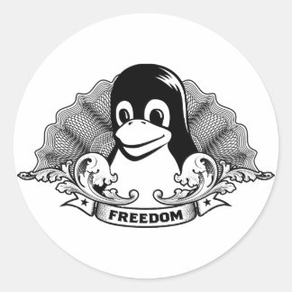 Tux Penguin - (Linux, Open Source, Copyleft, FSF) Runder Aufkleber