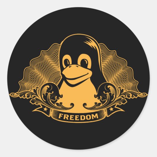 Tux Penguin - (Linux, Open Source, Copyleft, FSF) Runder Aufkleber (Vorderseite)