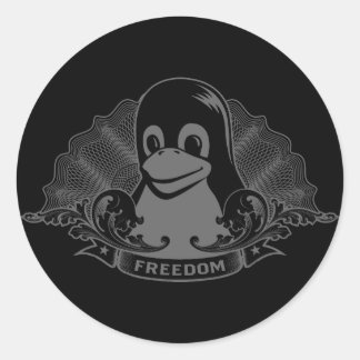 Tux Penguin - (Linux, Open Source, Copyleft, FSF) Runder Aufkleber