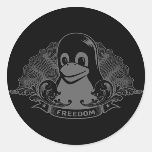 Tux Penguin - (Linux, Open Source, Copyleft, FSF) Runder Aufkleber (Vorderseite)