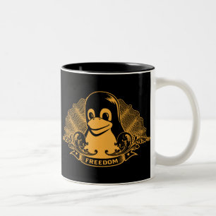 Tux-Pinguin - (Linux, Quelle, Copyleft, FSF) Zweifarbige Tasse