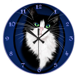 Tux-Smoking Katzenfelsen Große Wanduhr