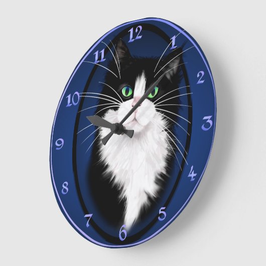 TUX-Tuxedo-Katzengestein Große Wanduhr (Winkel)