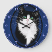 TUX-Tuxedo-Katzengestein Große Wanduhr (Vorderseite)