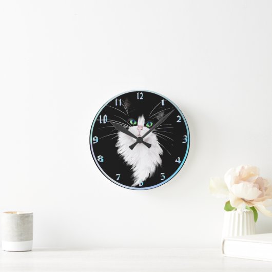 TUX-Tuxedo-Katzengestein Runde Wanduhr (Zuhause)