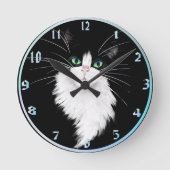 TUX-Tuxedo-Katzengestein Runde Wanduhr (Vorderseite)