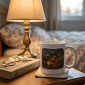 Tux & Twitch Lagerfeuer Abend Kaffeetasse