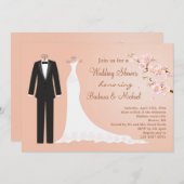 Tux u. Kleid, das Brautparty Kirschblüte Paares Einladung (Vorne/Hinten)