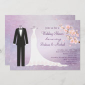 Tux u. Kleid, das Brautparty Kirschblüte Paares Einladung (Vorne/Hinten)