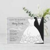 Tux-und KleiderBrautparty-Einladung Einladung (Stehend Vorderseite)