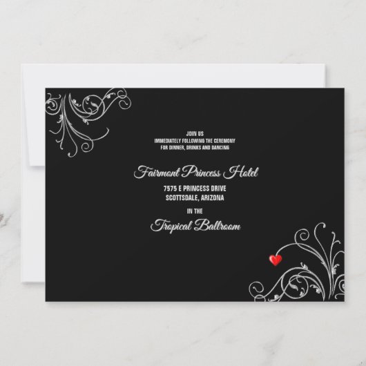 Tuxedo Anzug & Bride Silhouette B&W Wedding Einladung (Rückseite)