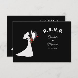 Tuxedo Anzug & Bride Silhouette Wedding RSVP Karte