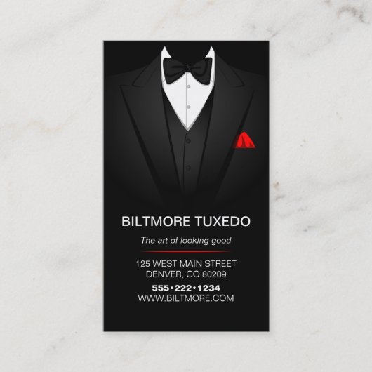 Tuxedo Anzug Mens Kleidung Moderne Sauberkeit Visitenkarte (Vorderseite)