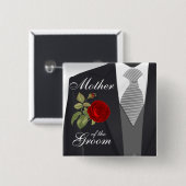 Tuxedo Anzug Team Groom - Rote Rose Button (Vorne & Hinten)