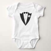 Tuxedo Anzug und Bug Krawatte Schwarzweiß T - Shir Baby Strampler (Vorderseite)