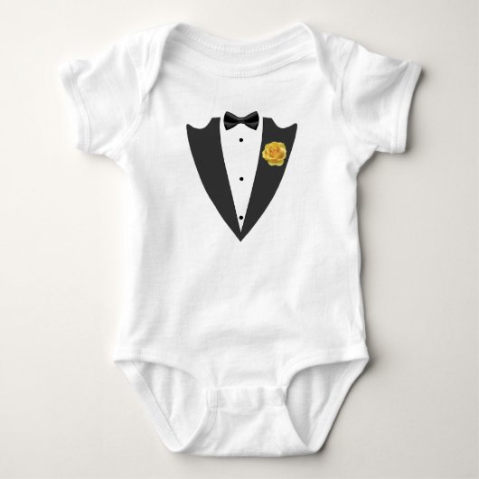 Tuxedo Anzug und Bug Krawatte Schwarzweiß T - Shir Baby Strampler (Vorderseite)