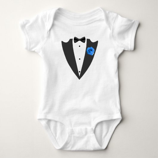 Tuxedo Anzug und Bug Krawatte Schwarzweiß T - Shir Baby Strampler (Vorderseite)
