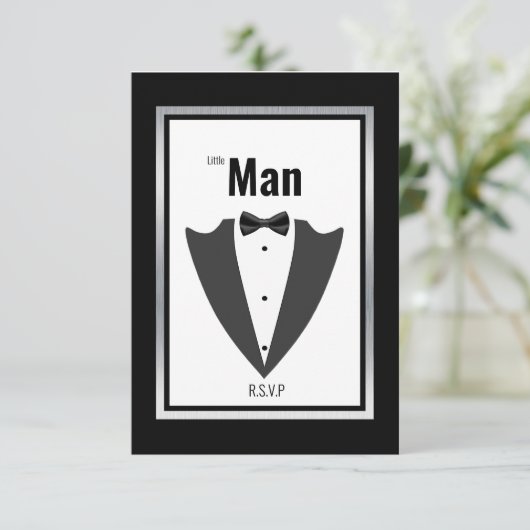 Tuxedo Anzug und Bugs Krawatte Schwarzweiß Dankeskarte (Stehend Vorderseite)