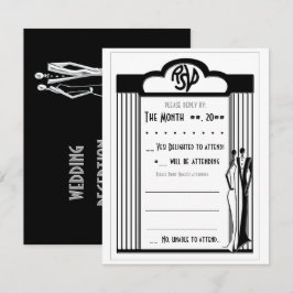 Tuxedo - Art Deco - Schwarz auf der weißen RSVP-Ka RSVP Karte