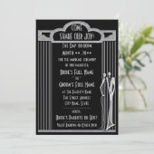 Tuxedo - Art Deco - Schwarz und Silber - Hochzeit Einladung (Stehend Vorderseite)