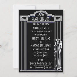 Tuxedo - Art Deco - Schwarz und Silber - Hochzeit Einladung
