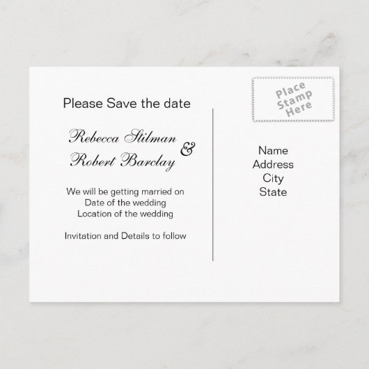 Tuxedo, auf silberblau Save the Date gegossen Post Ankündigungspostkarte (Rückseite)