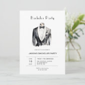 Tuxedo Bachelor Party Einladung (Stehend Vorderseite)