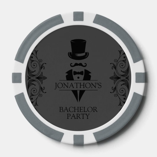 Tuxedo Bachelor Party Gray Pokerchips (Vorderseite)