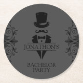 Tuxedo Bachelor Party Gray Runder Pappuntersetzer (Vorderseite)