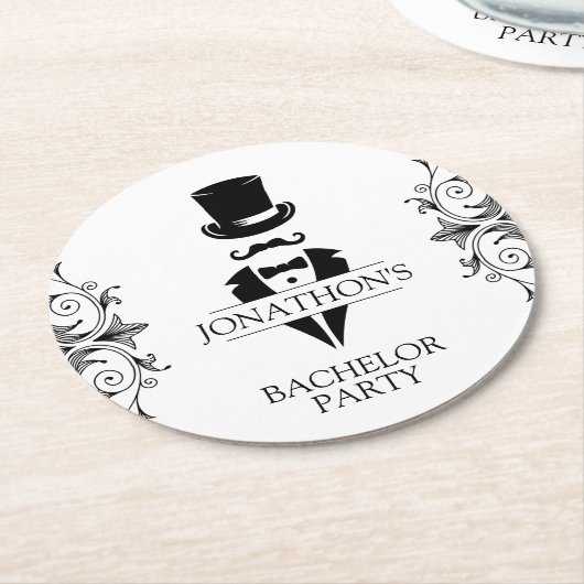 Tuxedo Bachelor Party Runder Pappuntersetzer (Angewinkelt)