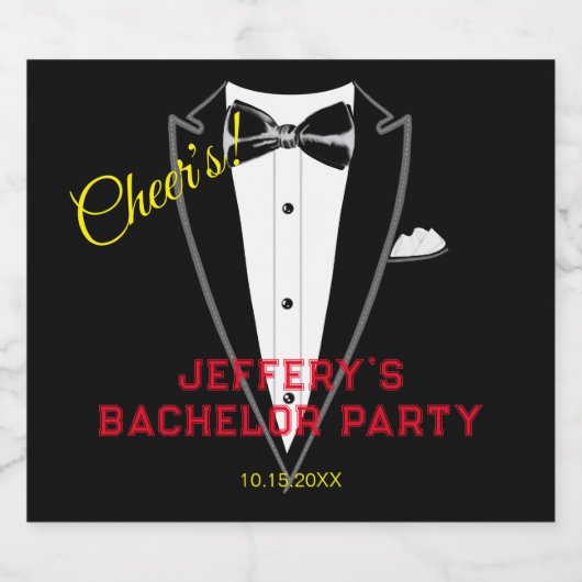 Tuxedo-Bachelor-Party Schaumweinetikett (Einzelnes Label)