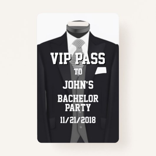 Tuxedo Bachelor Party VIP Abzeichen Ausweis (Vorderseite)