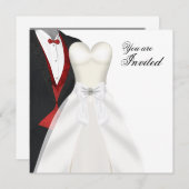 Tuxedo Ball Gown Black Krawatte Party Einladungen (Vorne/Hinten)
