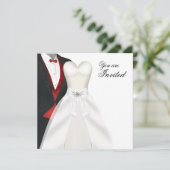 Tuxedo Ball Gown Black Krawatte Party Einladungen (Stehend Vorderseite)